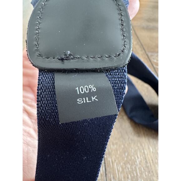 New Men's X-Long Navy 100% Silk Suspenders B&G NY Adjustable Formal Dress - Picture 3 of 6